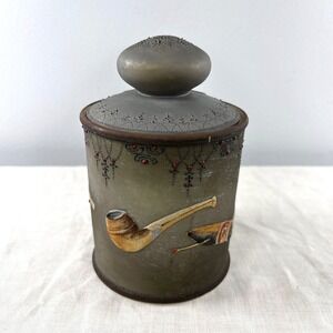 Antique Hand Painted Nippon Moriage Tobacco Humidor Jar